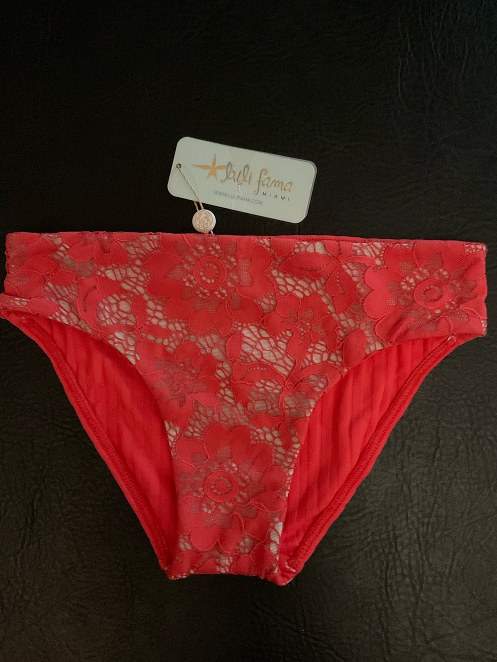 Luli Fama Corazon de Seda Full Cut Bikini Bottom X-Small - Coral Red